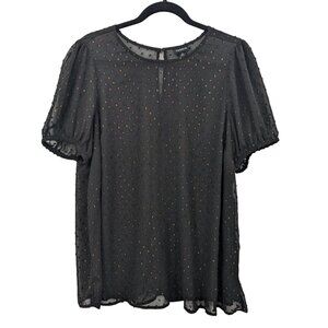 Torrid Sheer Blouse Women Size L Clip Dots Textured Rainbow Office Whimsigothic